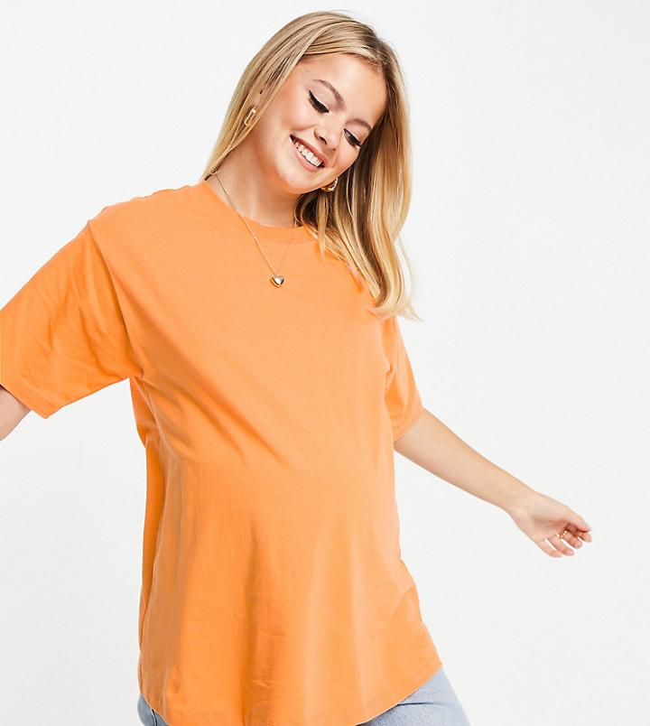 Asos Design Maternity Ultimate Oversized T-shirt In Orange