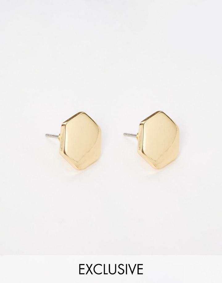 Designb Hexagon Stud Earrings In Gold - Gold