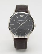 Emporio Armani Black Leather Watch Ar2480 - Black