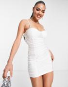 Parisian Ruched Bust Cup Mini Body-conscious Dress In White
