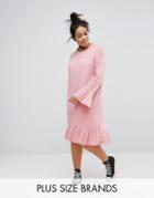 Pink Clove Shift Dress With Frill Detail - Pink