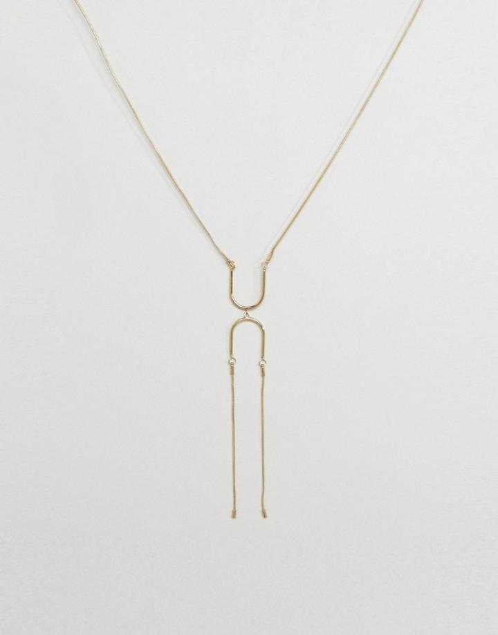 Asos Sleek Rope Chain Long Pendant Necklace - Gold