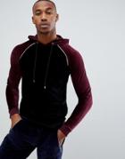 Asos Design Muscle Hoodie With Velour Color Blocking - Black