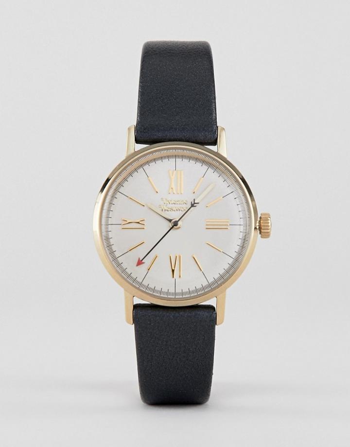 Vivienne Westwood Vv170gybk Ladies Burlington Leather Navy Strap Watch - Navy