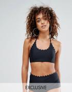 South Beach Scallop Edge Mix & Match Bikini Top - Black