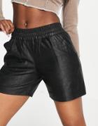 Muubaa Julia Gathered Waist Leather Shorts In Black