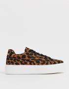 Asos Design Day Light Chunky Lace Up Sneakers In Leopard Print - Multi