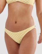 Rhythm Sienna Cheeky Reversible Bikini Bottom In Floral And Polka Dot-yellow