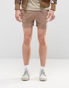 Asos Jersey Shorts In Shorter Length In Beige - Ginger Snap