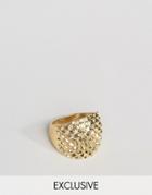 Designb London Textured Chunky Ring In Gold - Gold