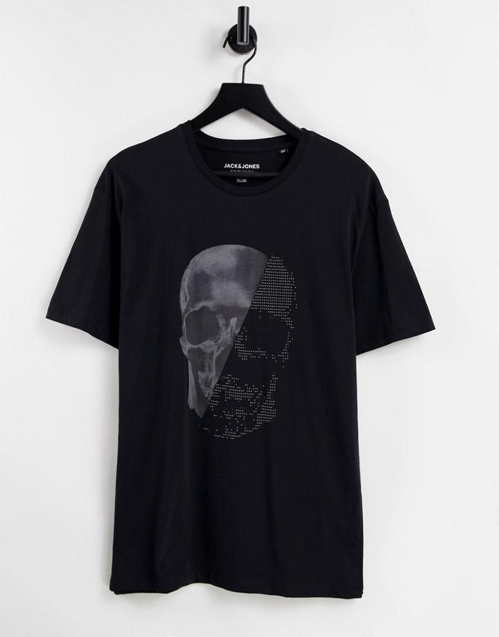 Jack & Jones Oversized Skull Print T-shirt In Black