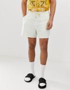 Asos Design Slim Shorts In Beige Linen - Beige