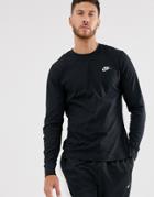 Nike Club Long Sleeve T-shirt In Black