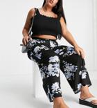Yours Exclusive Wide Leg Pants In Black Floral