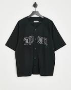 Topman Oversized Baseball Jersey Top With Logo In Black