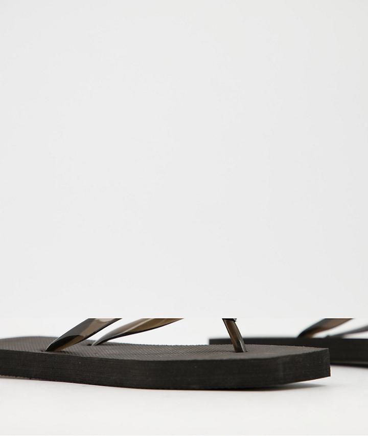 Truffle Collection Wide Fit Square Toe Flip Flop 2 Pack In Black And Beige-multi