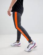 Night Addict Tricot Orange Panel Slim Fit Joggers - Gray