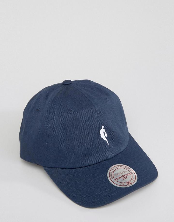 Mitchell & Ness Dad Cap With Little Dribbler Nba Logo - Navy