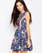 Lashes Of London Printed Dress With Neon Piping And Open Back - Multi