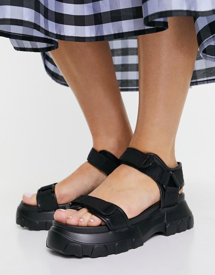 Asos Design Fly By Chunky Sporty Sandals In Black
