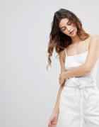 Asos Ruffle Cami In Rib - White