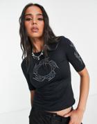 Weekday Trinity Flame Print T-shirt In Black
