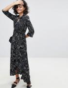 Vero Moda Star Print Wrap Maxi Dress - Black