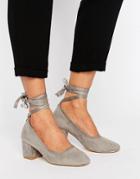 Kurt Geiger Treacle Tie Ankle Kitten Heel Shoes - Gray