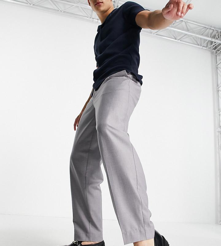 New Look Loose Fit Smart Pants In Gray-grey