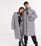 Collusion Unisex Reflective Puffer With Removable Bag In Gray