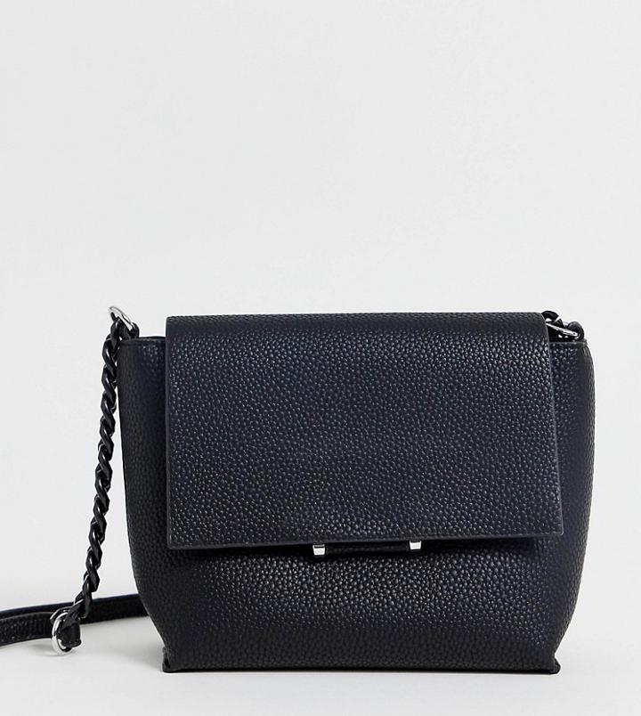 Bershka Foldover Cross Body With Hardware In Black - Black