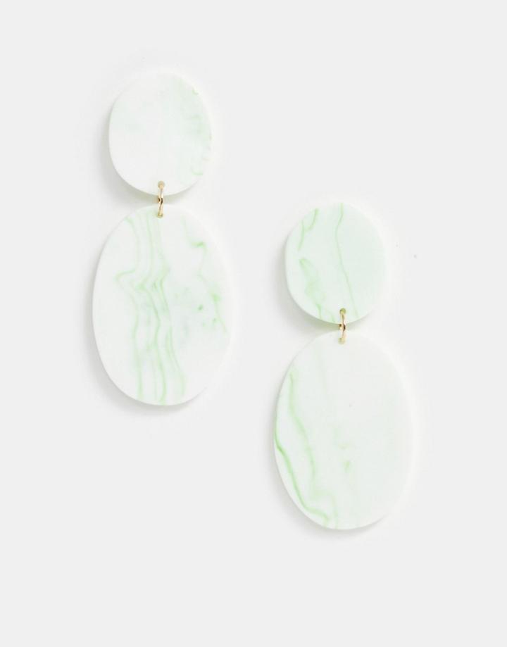 Asos Design Earrings In Marbled Acid Green Resin - Green