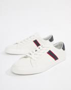 Pull & Bear Canvas Sneaker With Side Stripe In White - White