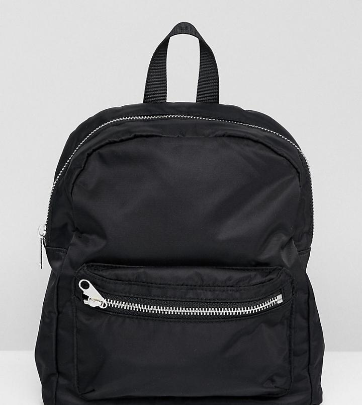 Monki Nylon Mini Backpack In Black - Black