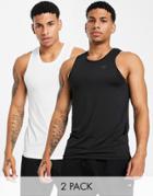 Threadbare Active 2 Pack Racer Back Training Tank In Black & White