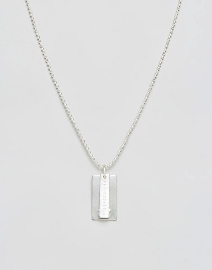 Chained & Able Logo Id Dogtag Necklace In Matte Silver - Silver