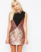 Sister Jane Venus Dress With Shirt Collar And Contrast Panelling - Multi