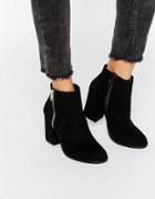 Faith Belinda Zip Heeled Ankle Boots - Black