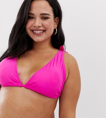 South Beach Curve Mix & Match Triangle Bikini Top In Pink
