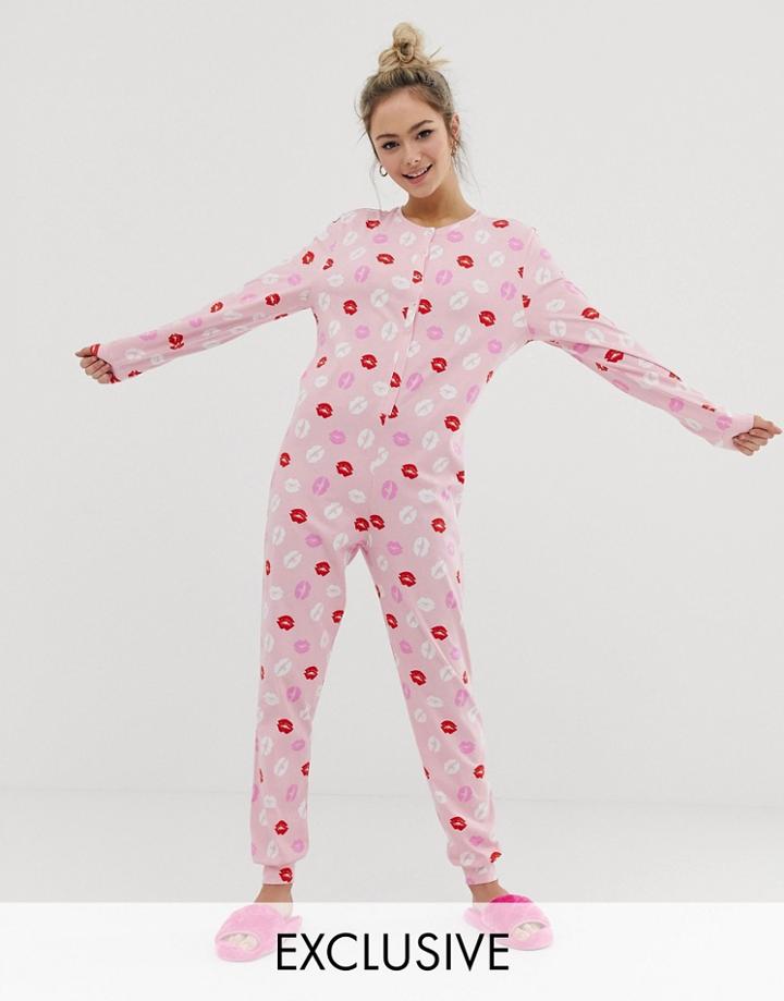 Asos Design Lips Onesie-multi