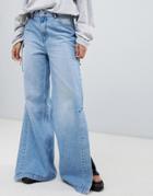 Dr Denim High Rise Wide Leg Jean With Side Detail - Blue