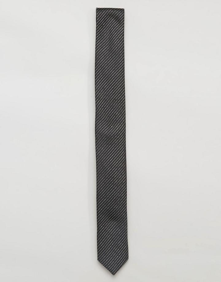 Asos Slim Metalic Stripe Tie - Black