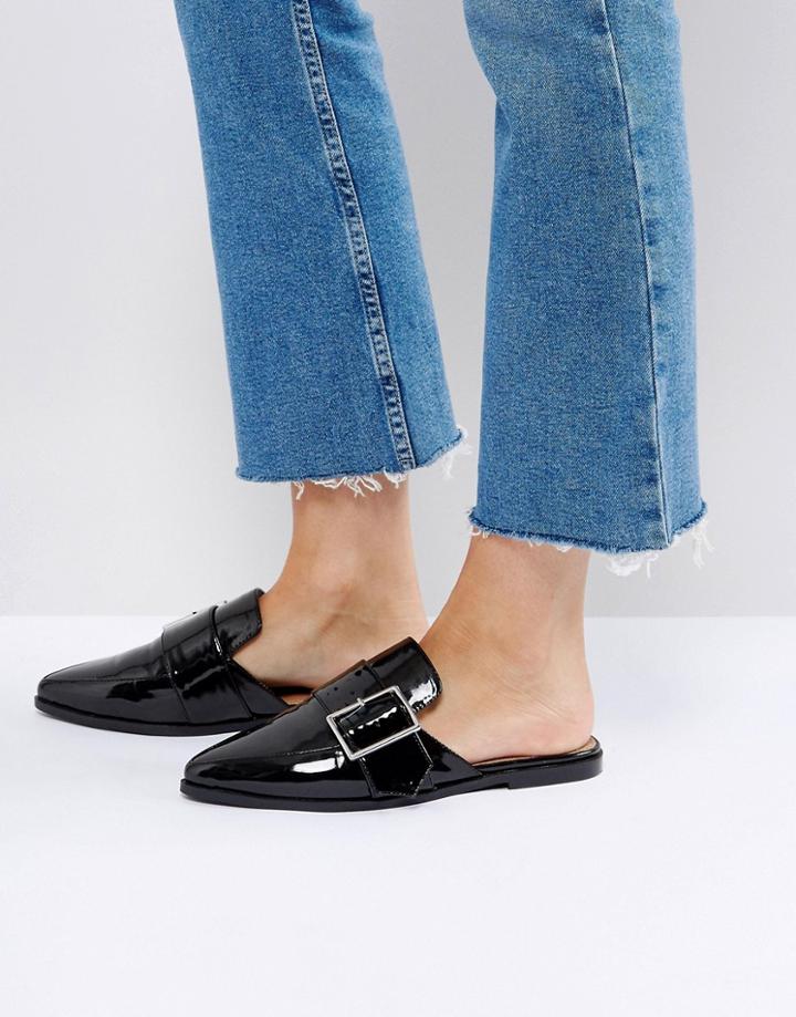 Asos Macaroni Pointed Flat Mules - Black