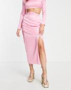 Peppermayo Satin Strappy Midi Skirt In Pink - Part Of A Set