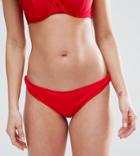 Asos Design Fuller Bust Exclusive Knot Side Bikini Bottom - Red