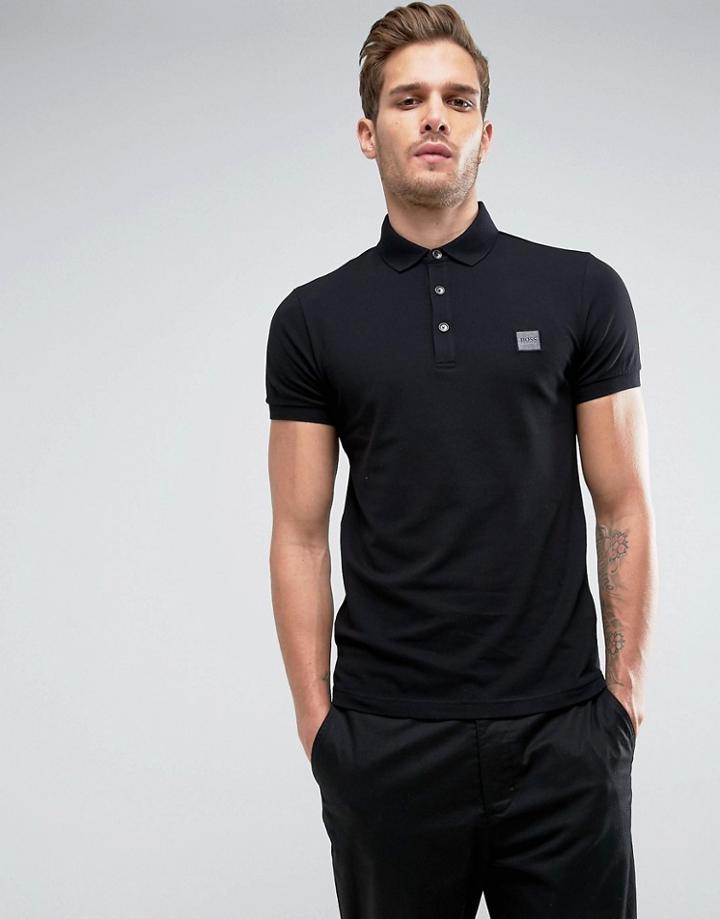 Boss Orange By Hugo Boss Pavlik Slim Fit Logo Polo Shirt Black - Black