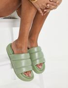 Asos Design Fowler Extreme Padded Slides In Green