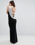 Asos Chainmail Asymmetric Back Maxi Dress - Black