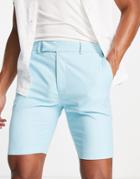 Asos Design Slim Smart Shorts In Light Blue