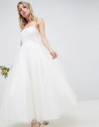 Asos Edition 50's Bandeau Prom Midi Wedding Dress - White